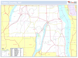 Yates, NY County Wall Map New York Style 2025