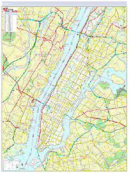 Manhattan, NY Wall Map New York Style 2024