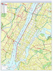 Manhattan, NY Wall Map New York Style 2025
