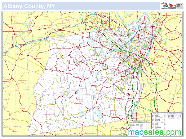 Albany, NY County Wall Map