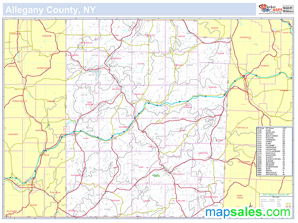 Allegany, NY County Wall Map