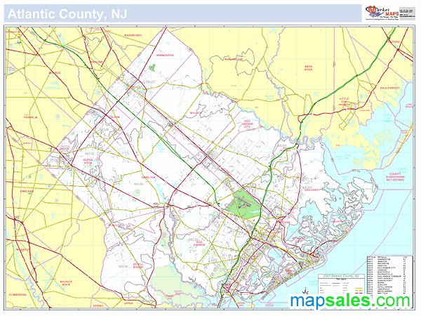 Atlantic, NJ County Wall Map