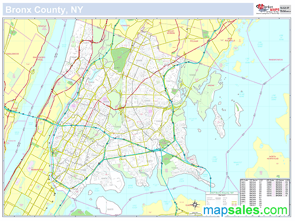 Bronx, NY County Wall Map
