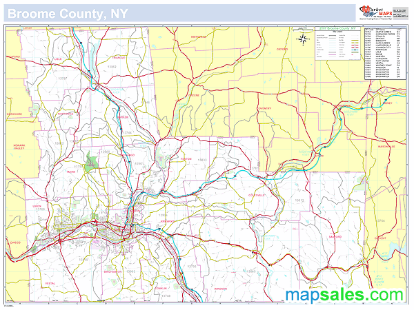 Broome, NY County Wall Map
