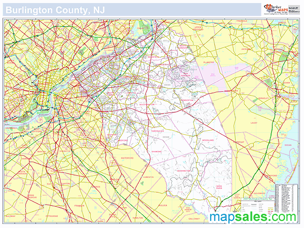 Burlington, NJ County Wall Map