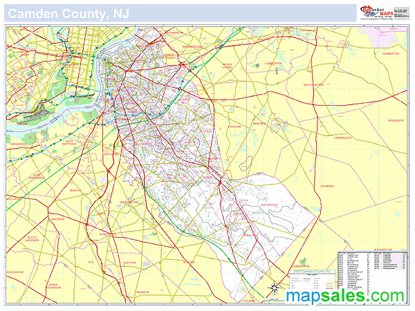 Camden, NJ County Wall Map