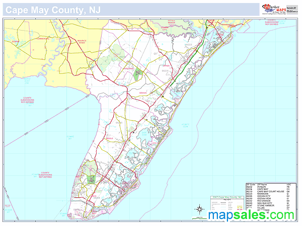 Cape May, NJ County Wall Map