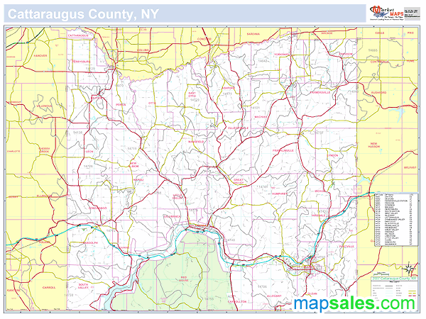 Cattaraugus, NY County Wall Map