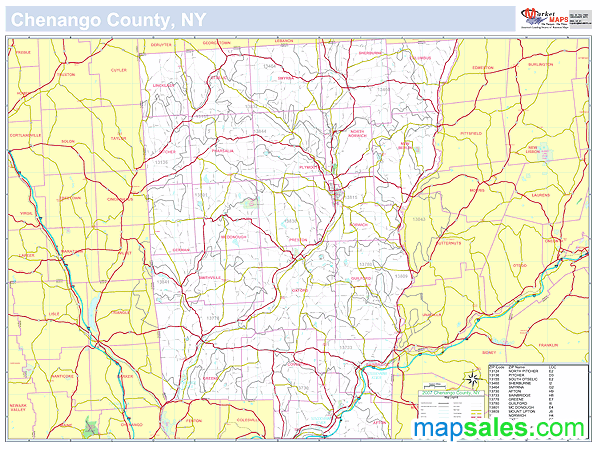 Chenango, NY County Wall Map