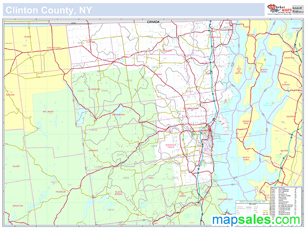 Clinton, NY County Wall Map