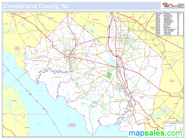 Cumberland, NJ County Wall Map