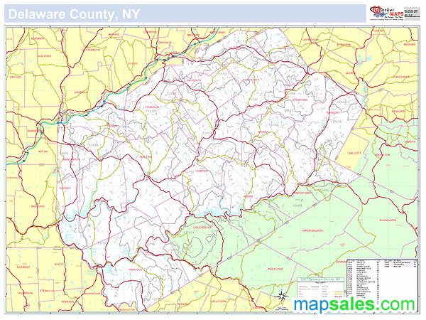 Delaware, NY County Wall Map