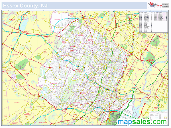 Essex, NJ County Wall Map