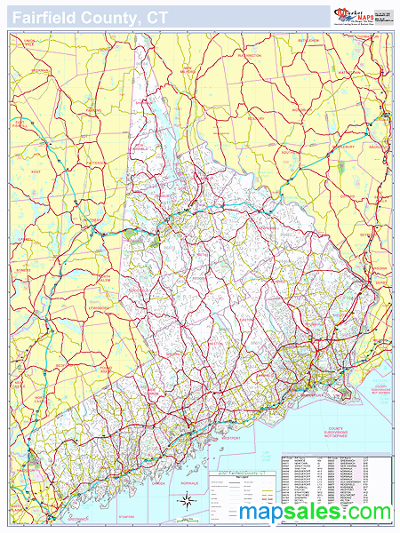 Fairfield, CT County Wall Map