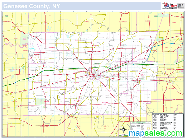 Genesee, NY County Wall Map