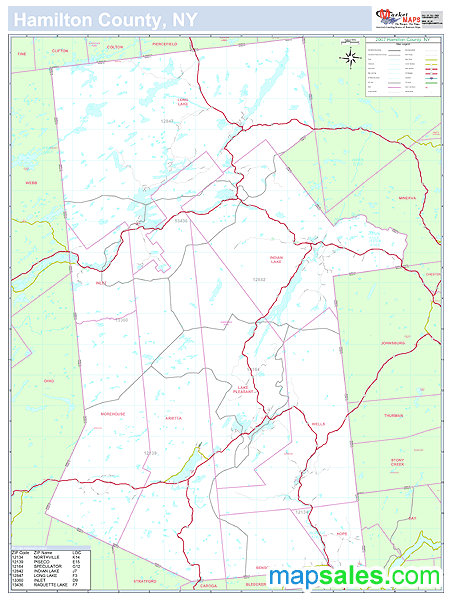 Hamilton, NY County Wall Map