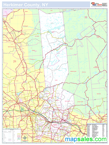 Herkimer, NY County Wall Map
