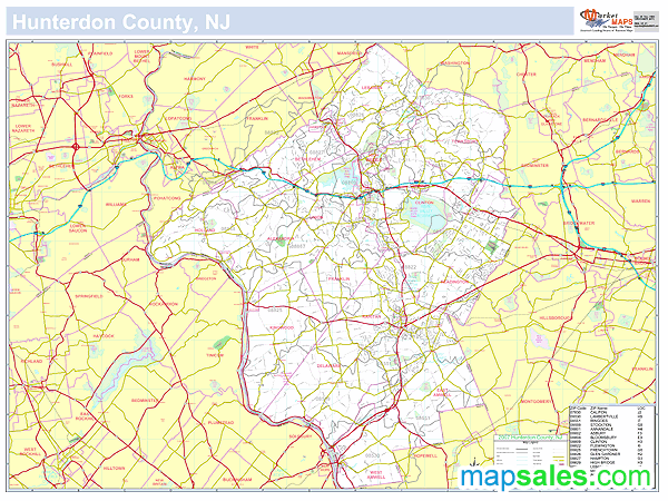 Hunterdon, NJ County Wall Map