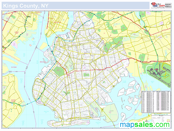 Kings, NY County Wall Map