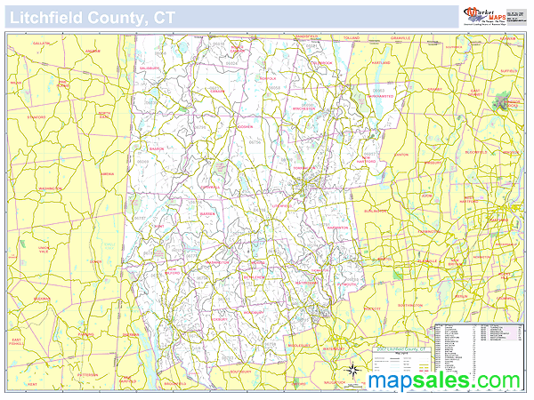 Litchfield, CT County Wall Map