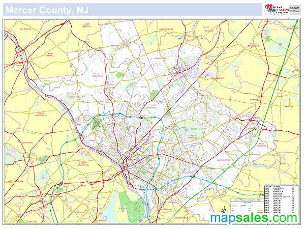 Mercer, NJ County Wall Map