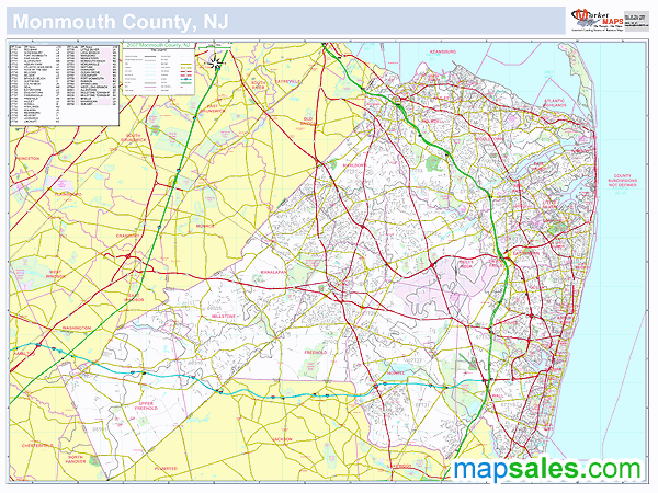 Monmouth, NJ County Wall Map