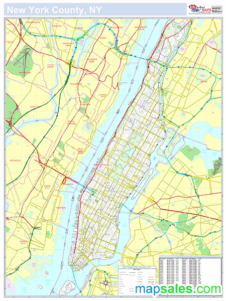 New York, NY County Wall Map