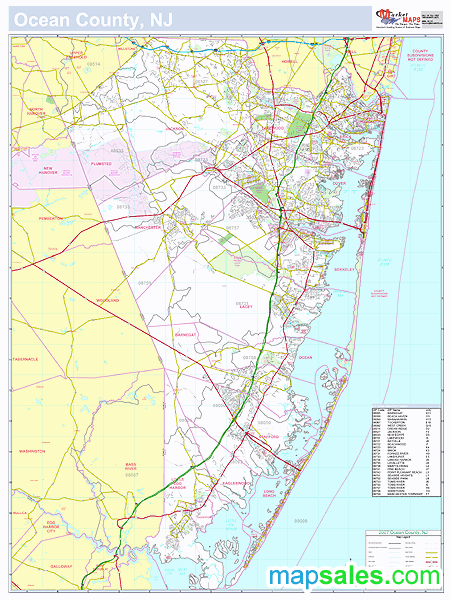 Ocean, NJ County Wall Map by MarketMAPS - MapSales