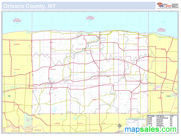 Orleans, NY County Wall Map
