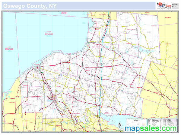 Oswego, NY County Wall Map