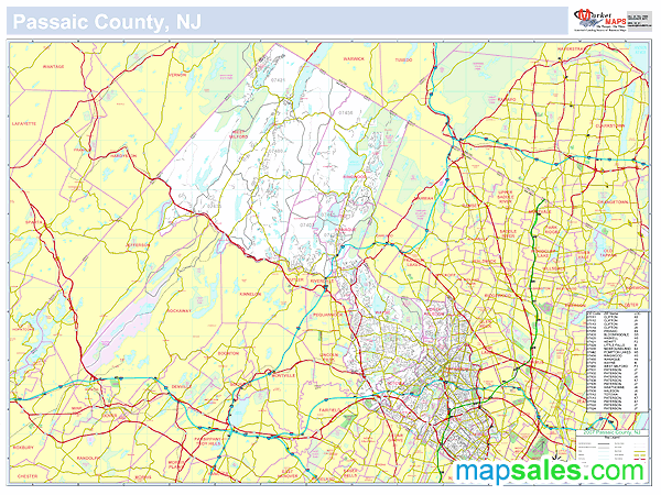 Passaic, NJ County Wall Map