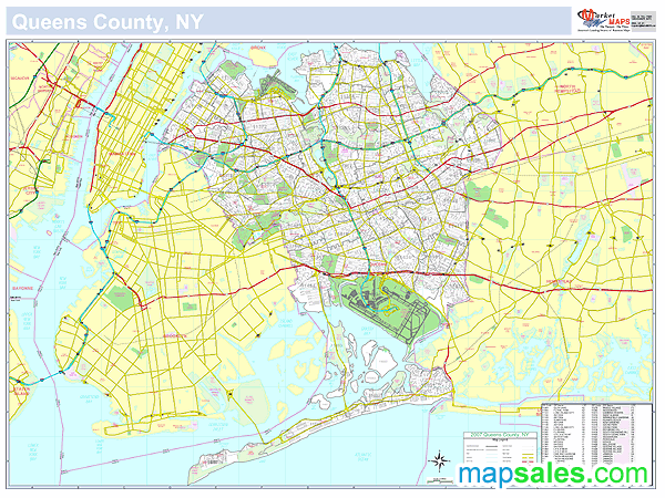 Queens, NY County Wall Map