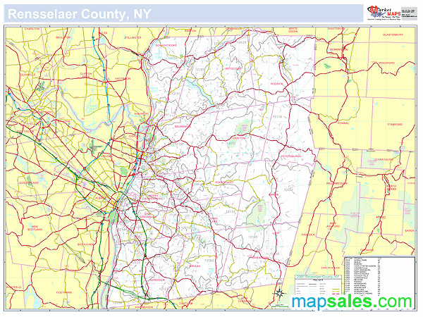 Rensselaer, NY County Wall Map