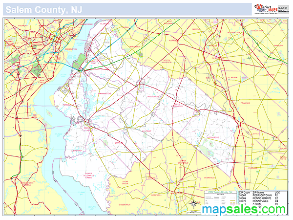 Salem, NJ County Wall Map