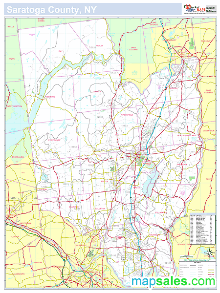 Saratoga, NY County Wall Map