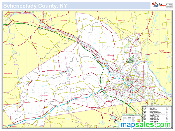 Schenectady, NY County Wall Map