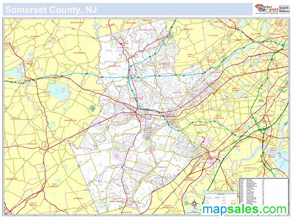 Somerset, NJ County Wall Map