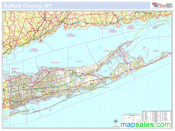 Suffolk, NY County Wall Map