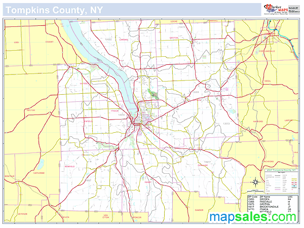 Tompkins, NY County Wall Map
