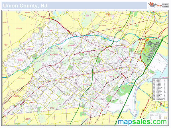 Union, NJ County Wall Map