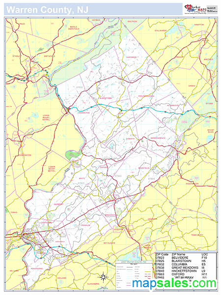 Warren, NJ County Wall Map