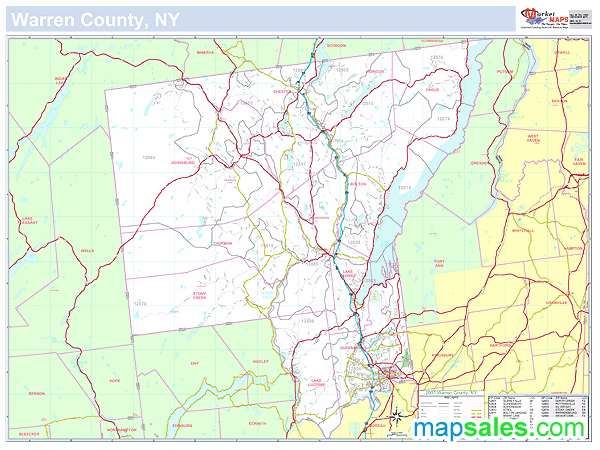 Warren, NY County Wall Map