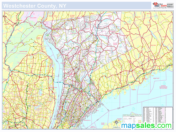 Westchester, NY County Wall Map