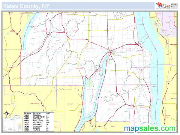 Yates, NY County Wall Map