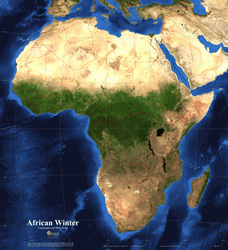 African Winter Topography and Bathymetry Wall Map