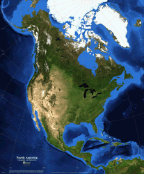 North America Topography and Bathymetry Wall Map