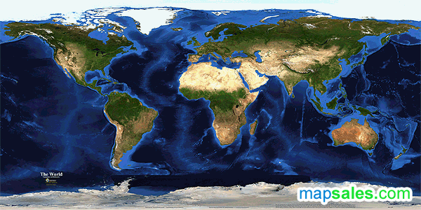 World Topography and Bathymetry Wall Map