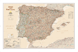 Spain and Portugal Wall Map