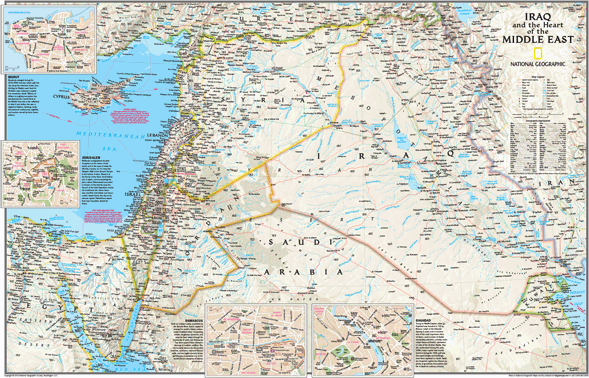 Iraq and The Heart of The Middle East Wall Map