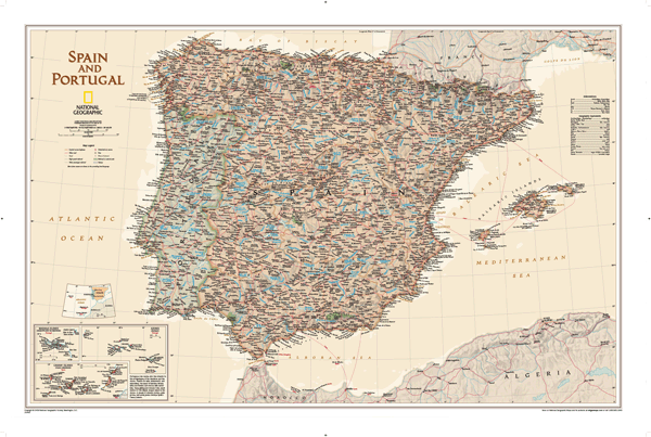 Spain and Portugal Wall Map